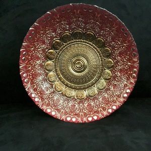 Glass plate. Gold and Pink. Silver back. Istanbul. Vintage.